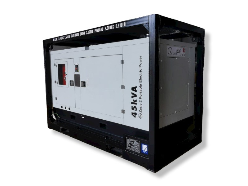 45 kVA Zone 2 diesel generator — ATEX Zone 2 certified skid unit